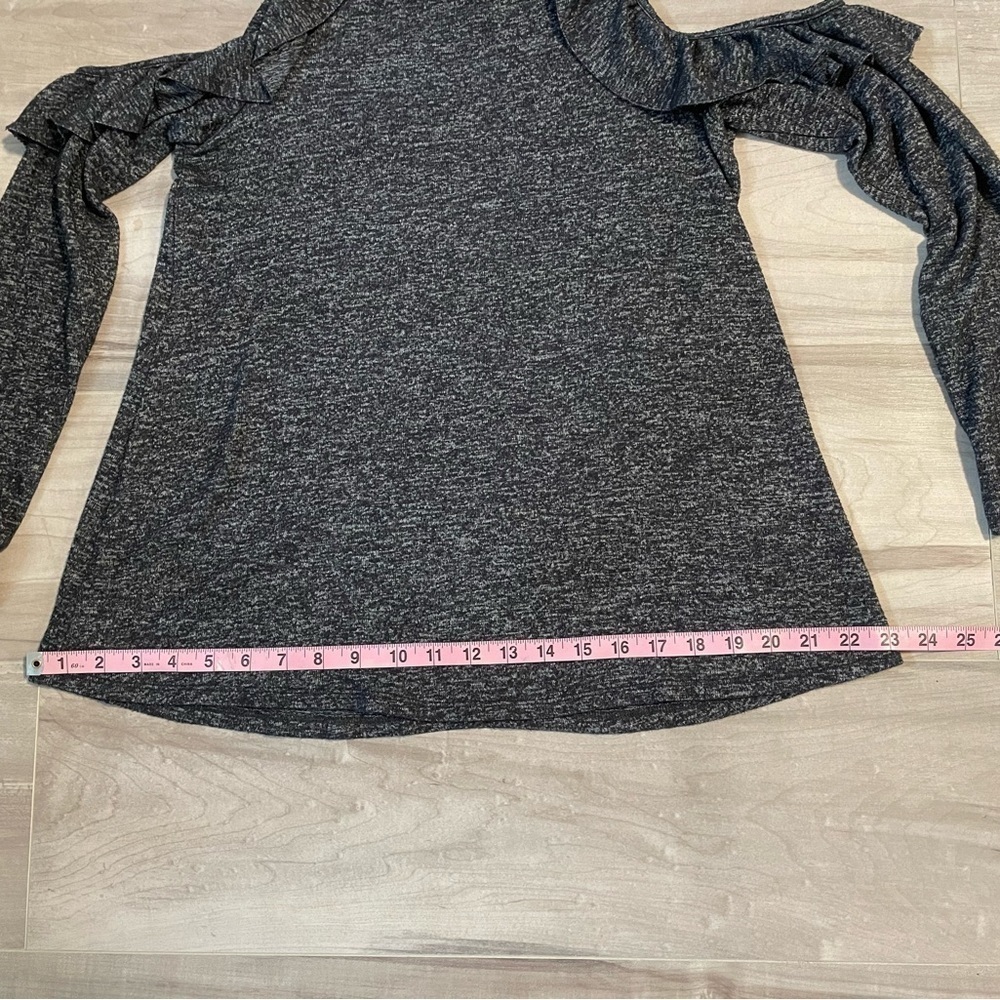 Jolt Dark Gray Cold Shoulder Ruffle Sweater - Soft Material- Size Small - Picture 7 of 10